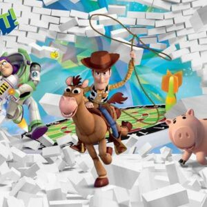 Tranh Dán Tường 3D Hoạt Hình Em Bé Mã 3Dw087