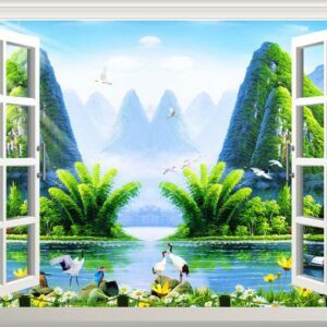 Tranh Dán Tường 3D Hình Cửa Sổ Mã Cs095
