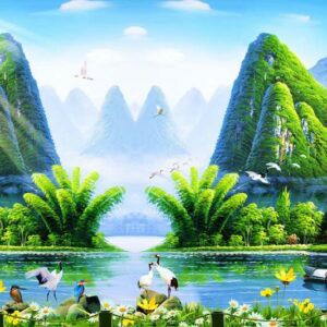 Tranh Dán Tường 3D Sơn Thủy Mã St0112