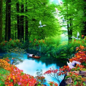 Tranh Dán Tường 3D Sơn Thủy Mã St0124