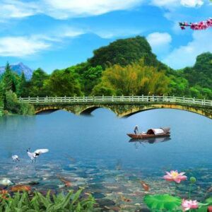 Tranh Dán Tường 3D Sơn Thủy Mã St024