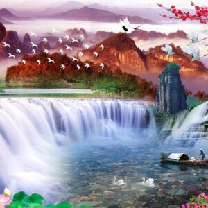 Tranh Dán Tường 3D Sơn Thủy Mã St033