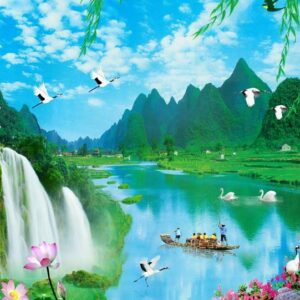 Tranh Dán Tường 3D Sơn Thủy Mã St038