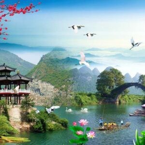 Tranh Dán Tường 3D Sơn Thủy Mã St040