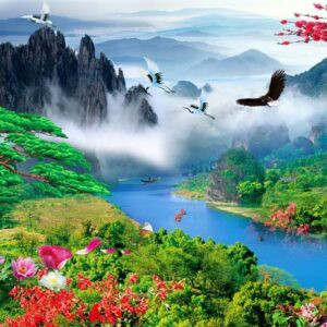 Tranh Dán Tường 3D Sơn Thủy Mã St044