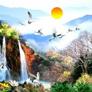 Tranh Dán Tường 3D Sơn Thủy Mã St058