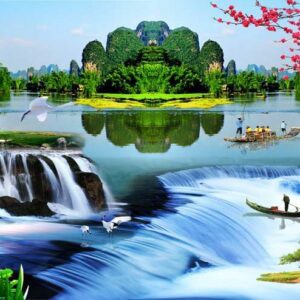 Tranh Dán Tường 3D Sơn Thủy Mã St073