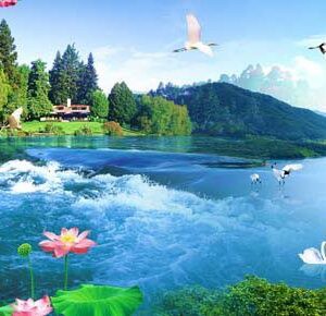 Tranh Dán Tường 3D Sơn Thủy Mã St08