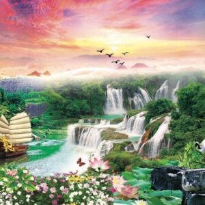 Tranh Dán Tường 3D Sơn Thủy Mã St098