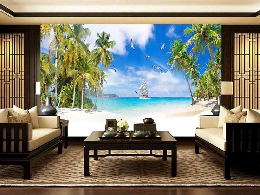 tranh dán tường 3d phong cảnh cho phòng khách 1 tranh dán tường 3d phong cảnh cho phòng khách