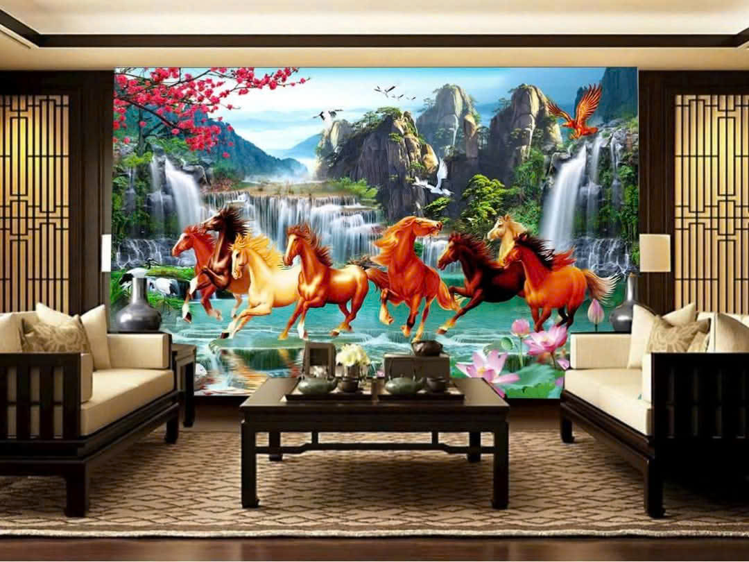 tranh dán tường 3d thác nước