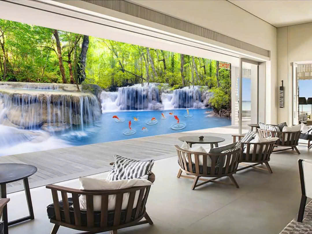 tranh dán tường 3d thác nước