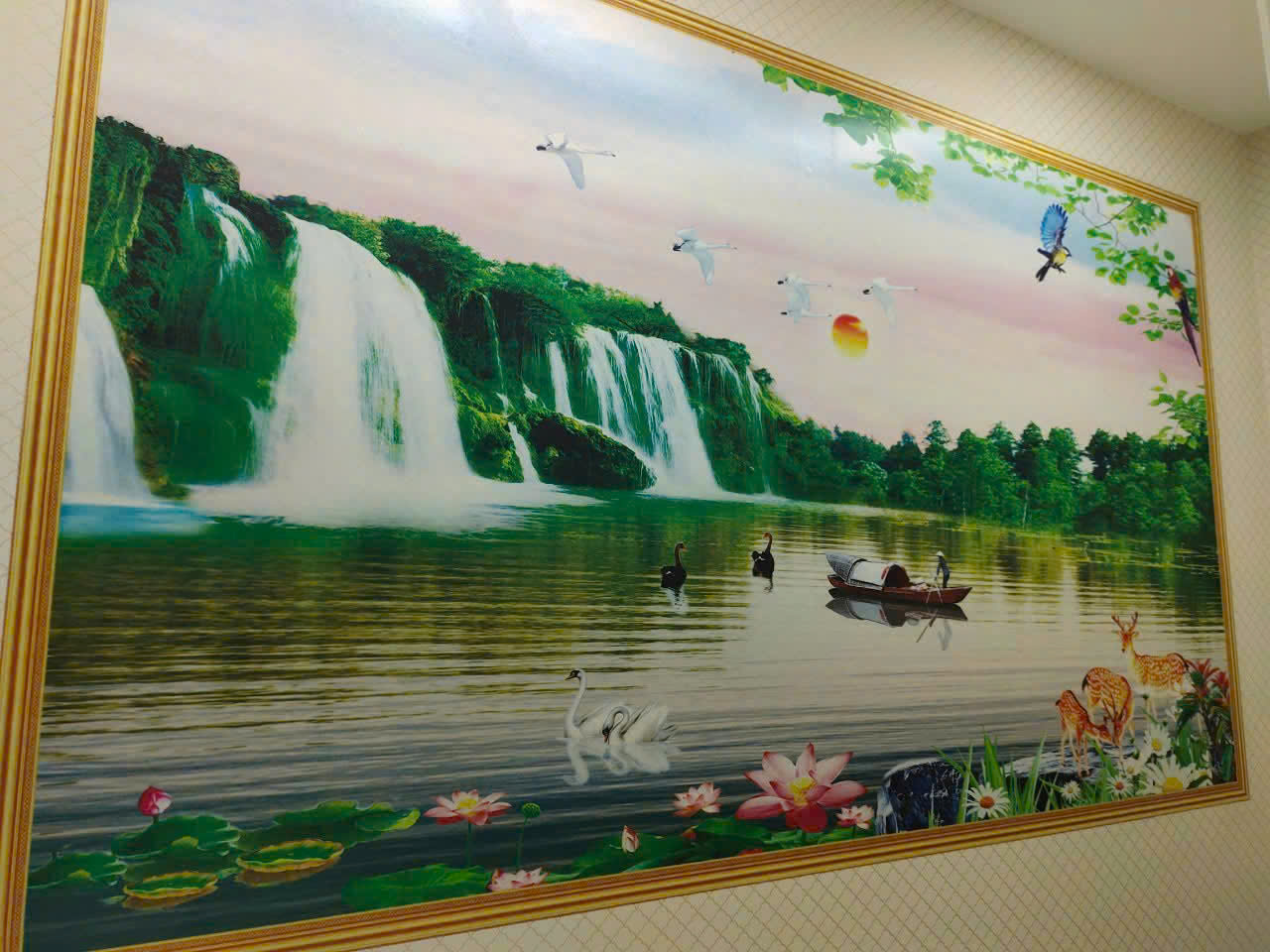 tranh dán tường 3d thác nước