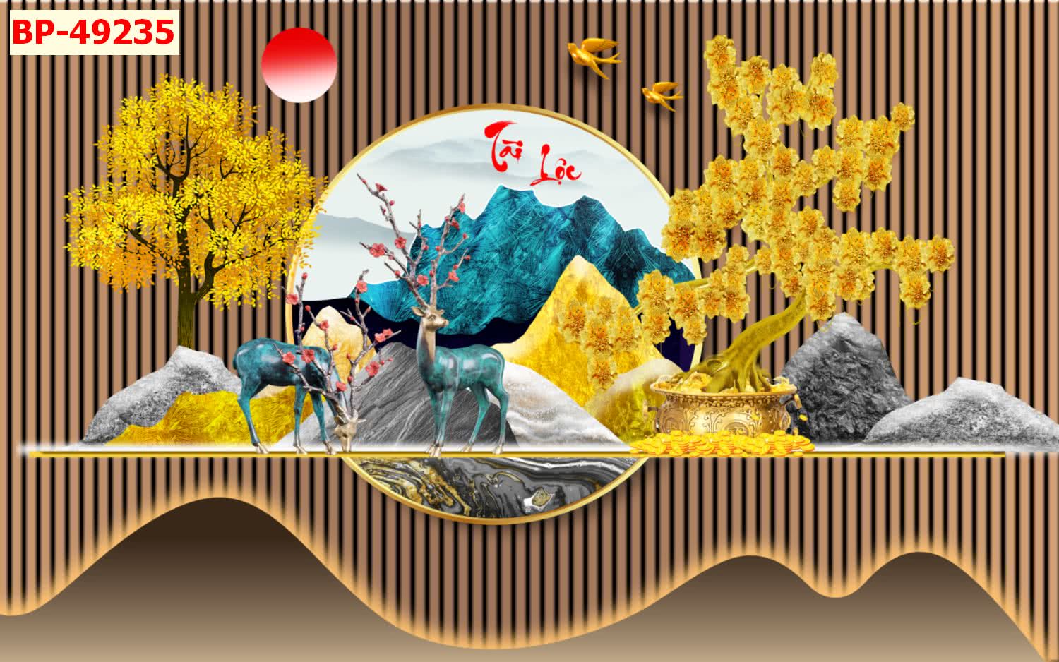 tranh dán tường 3d hoa cảnh hiện đại